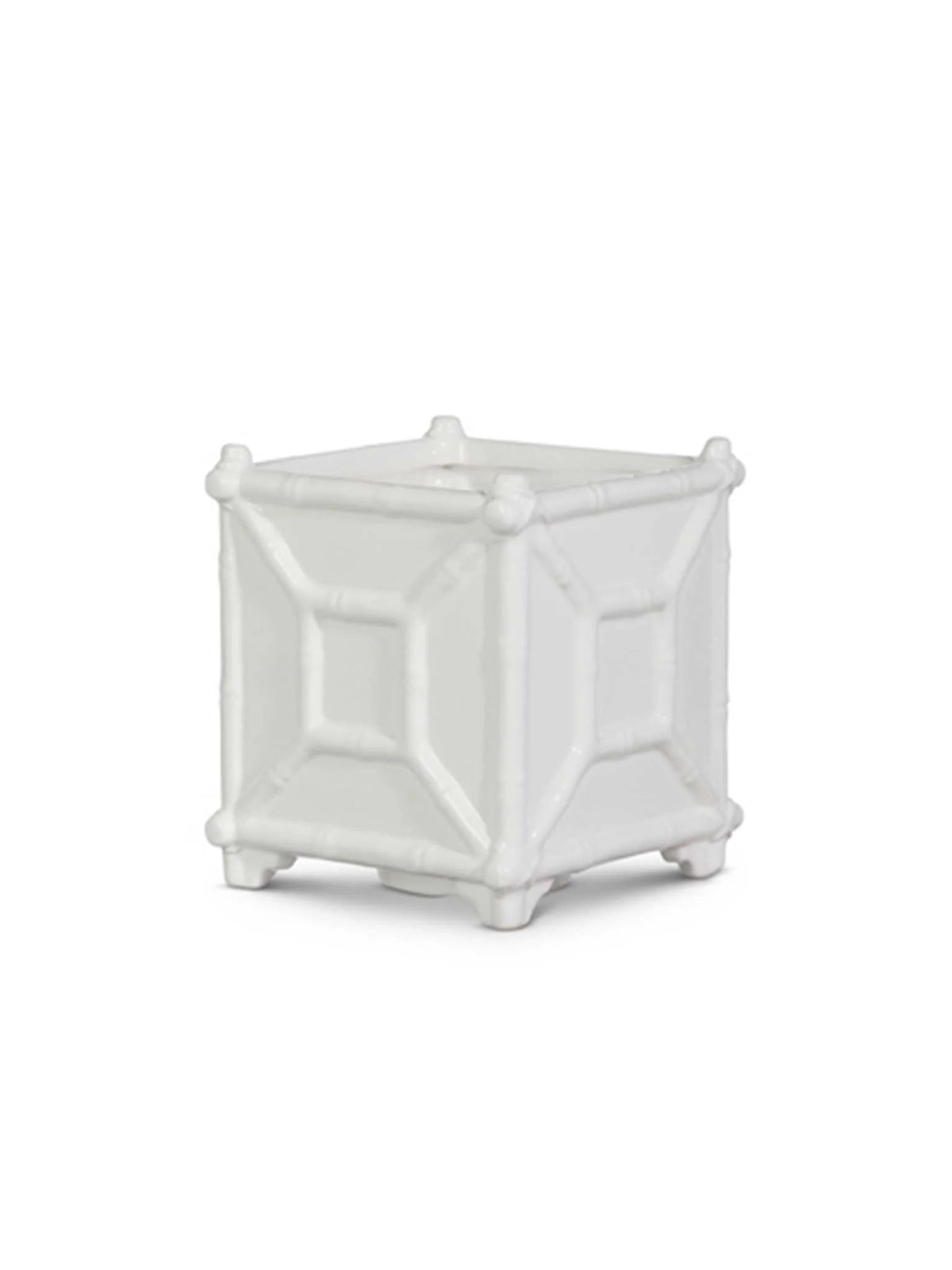 White Bamboo Planter Small