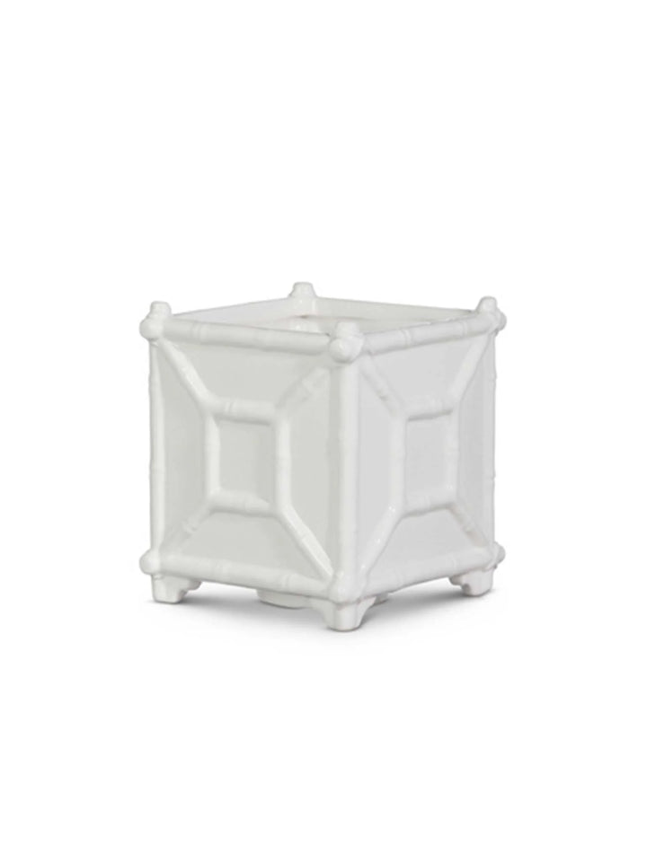 White Bamboo Planter Small